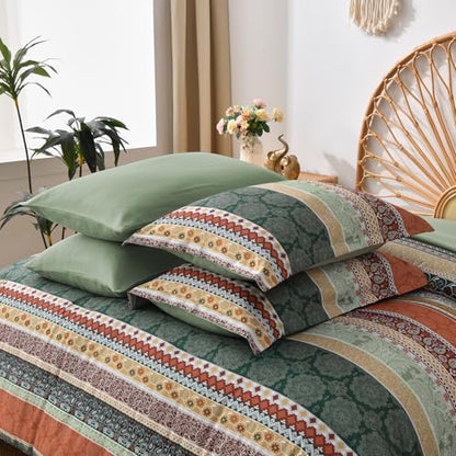Cottolester Boho Comforter Set King Size,8 Pieces Striped Bed in a Bag