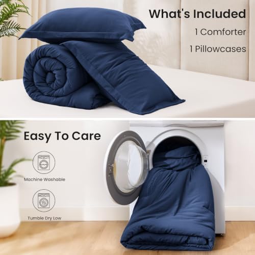 Love's cabin Dark Blue Twin/Twin XL Comforter Set, 2-Piece Bed Set