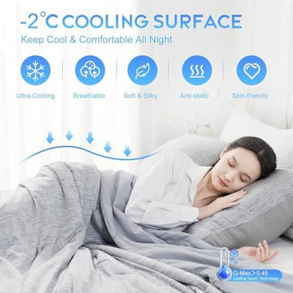 CHOSHOME Cooling Comforter Cooling Blanket, Q-Max 0.45 Cool Sleeping Summer Blanket for Hot Sleeper Night Sweats, Full 84" x 90", Grey