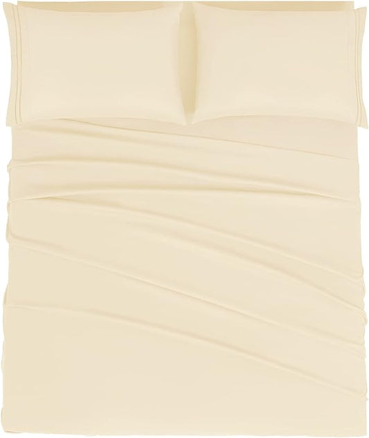 Mejoroom King Size Sheet Set - Soft Microfiber Bed Sheets,Deep Pocket Fitted Sheet, Soft, Breathable, Wrinkle & Fade Resistant - 4 Piece (King, Taupe)
