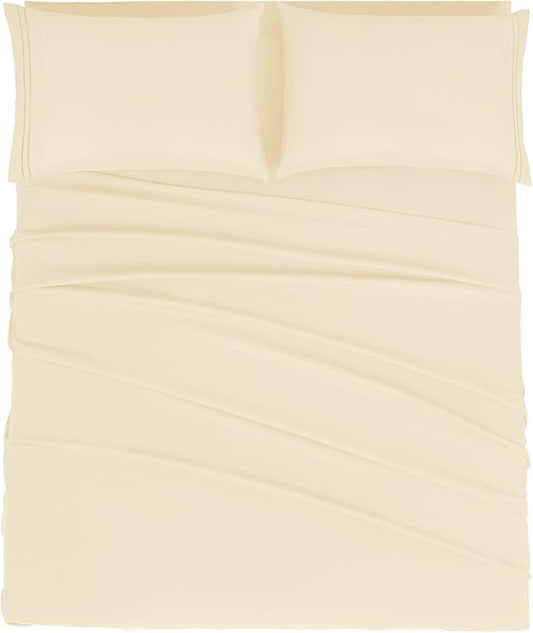 Mejoroom Full Size Sheet Set - Soft Microfiber Bed Sheets - Deep Pocket Fitted Sheet, Breathable, Soft, Wrinkle & Fade Resistant - 4 Piece (Full, Taupe)
