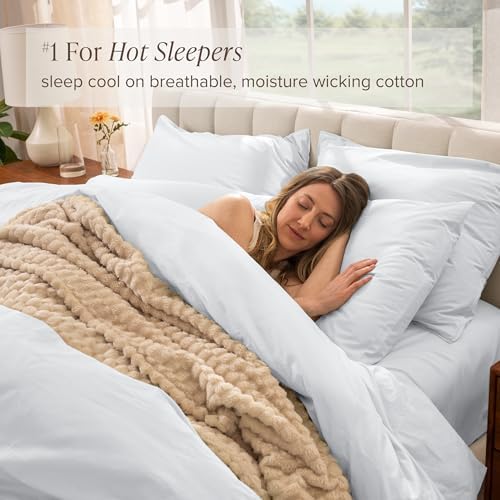 Bare Home 100% Organic Cotton Percale Duvet Cover Set (Twin/Twin XL, White)