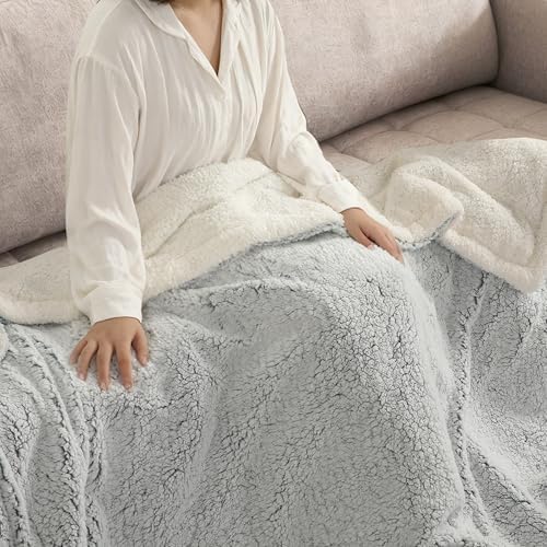Eydna Electric Heated Blanket Full Size 72"×84" with 9 Heating Levels & 1-10Hs Auto Off，Double Sided Plush Sherpa, Energy Efficient, Machine Washable, for Couch & Bed, Mom's Gift- Light Gradient Blue