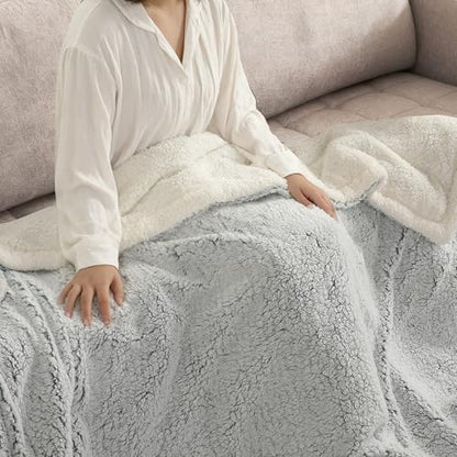 Eydna Electric Heated Blanket Full Size 72"×84" with 9 Heating Levels & 1-10Hs Auto Off，Double Sided Plush Sherpa, Energy Efficient, Machine Washable, for Couch & Bed, Mom's Gift- Light Gradient Blue