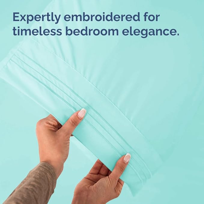 King Standard Pillow Cases Set of 2 - Soft Hotel Quality Pillowcase Covers - Comfy, Cozy and Fade Free - Wrinkle Resistant - Machine Washable Pillow Protectors - 2 Piece Set - King Standard Spa Blue