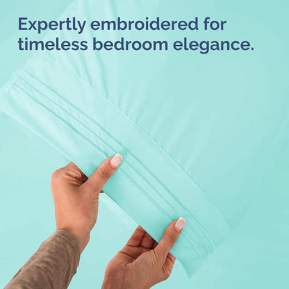 King Standard Pillow Cases Set of 2 - Soft Hotel Quality Pillowcase Covers - Comfy, Cozy and Fade Free - Wrinkle Resistant - Machine Washable Pillow Protectors - 2 Piece Set - King Standard Spa Blue
