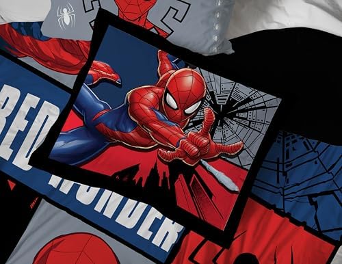 Marvel Spiderman Twin Comforter Set 5 Piece Kids Bedding for Boys, Multi