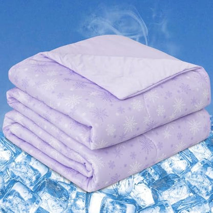 CHOSHOME Cooling Comforter Cooling Blanket, Q-Max 0.45 Cool Sleeping Summer Blanket for Hot Sleeper Night Sweats, King 90" x 108", Purple 02