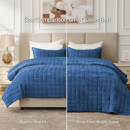 BEDELITE Velvet Quilt Set Queen Size, Luxury Velvet Comforter Bedding