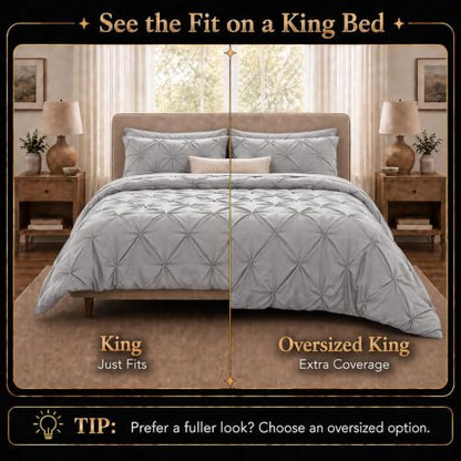 CozyLux Oversized King Comforter Set French Grey, 7 Pieces Bed in a Bag