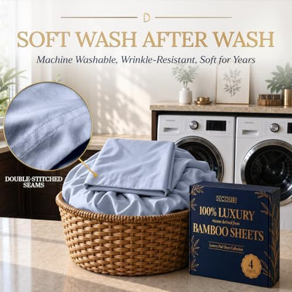 DECOLURE 100% Viscose Derived from Bamboo Sheets | 4 Pc Bed Set