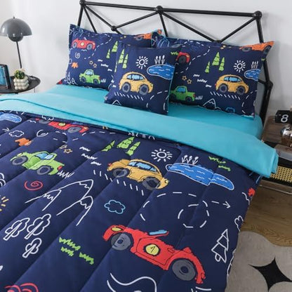 Cars Twin Bedding Set for Boys 6 Pieces Race Car Comforter