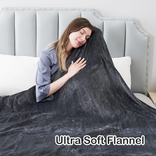 Electric Heated Blanket Queen Size 84"x90", Soft Plush Microplush for Bed, Dual Controllers & Heating Zones, 10Hs Auto Off & 5 Heating Levels, Machine Washable, Gifts for Womens-Gray