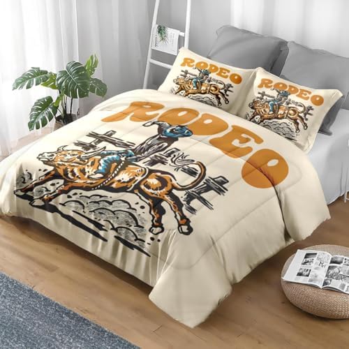 Pamnest Queen Comforter Set, 3 Pieces Bull Cowboy Bedding, All Season