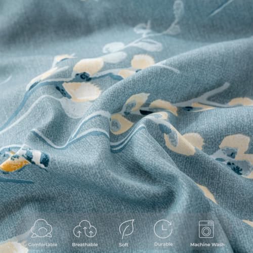 OAITE Twin Duvet Cover Set 3pcs 100% Cotton Blue Branch
