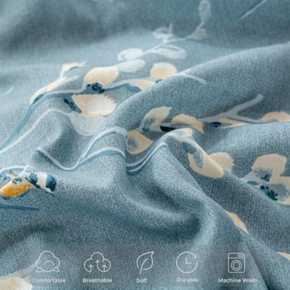 OAITE Twin Duvet Cover Set 3pcs 100% Cotton Blue Branch