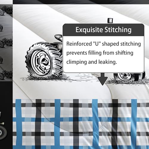 Axolotl Tractor Comforter Set King Size,Cartoon Truck Car Comforter Set for Boys,Farm Excavator Bedding with Old Tractor for Kids Boys Teens Adults,All Season,1 Quilt 2 Pillowcases