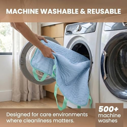 Washable Positioning Bed Pad with 8 Reinforced Handles – 34"x52" Waterproof, Quick-Dry, Absorbent Underpad for Elderly Care, Turning, Lifting & Incontinence Protection (Powder Blue, 34"X52")