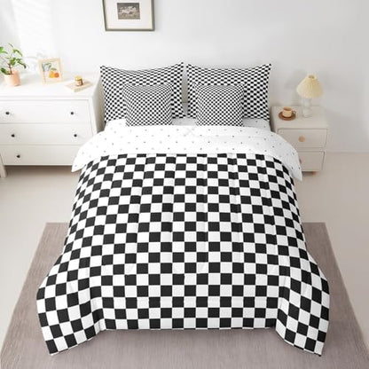 jejeloiu Black White Comforter Set with Sheets 7 Piece Twin Size