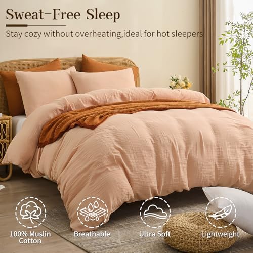 MEISHANG Muslin Duvet Cover Queen Size - 100% Organic Cotton
