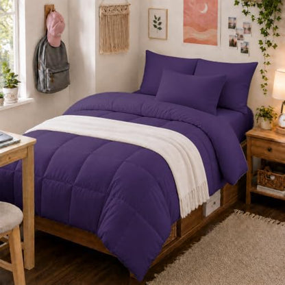 Anluoer Twin Comforter Set, 5 Piece Bed in a Bag Twin Bedding Sets