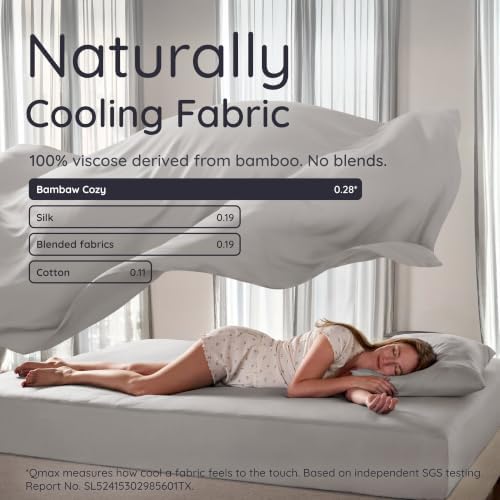 Bambaw 100% Viscose Derived from Bamboo Queen Size 6 Piece Sheet Set - Cooling Bed Sheets, Deep Pocket Queen Sheets, Fits Up to 16'' Mattresses (Moonlight Gray)