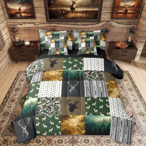 Feelyou Deer Hunting Comforter Set with Sheets 7 Piece Full Size