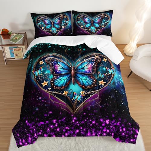 Aesthetic Butterfly Twin Comforter Set with 2 Pillowcases.