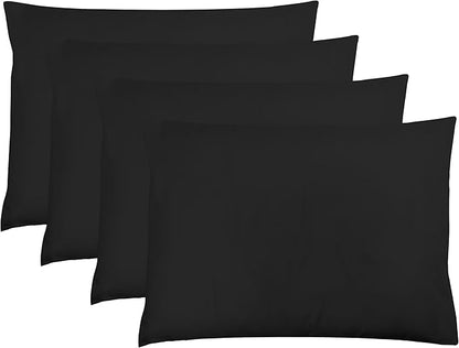 ZPECC Black Pillow Cases King Size Set of 4, 20x36 Envelope Closure Pillowcases, Soft Plain Brushed Microfiber Covers Hypoallergenic Breathable