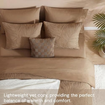 Queen Comforter Set - 7 Pieces Brown Bed in a Bag Queen Bedding Sets