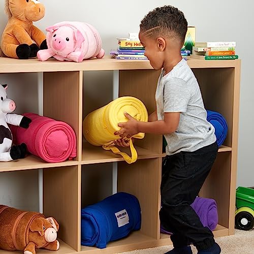 ROLLEE POLLEE Nap Sac Roll Up Napping Blanket with Attached Pillow for Preschool/Daycare, Super Soft with Elastic Straps, Fits Most Mats and Cots