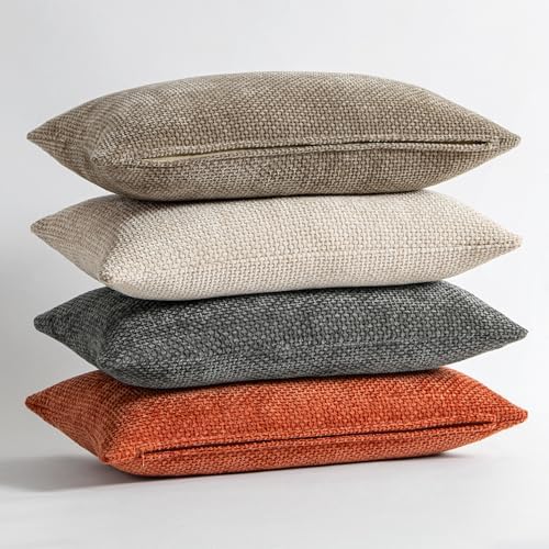 MIULEE Fall Decorative Couch Throw Pillow Covers 16x16 Burnt Orange 2 Pack