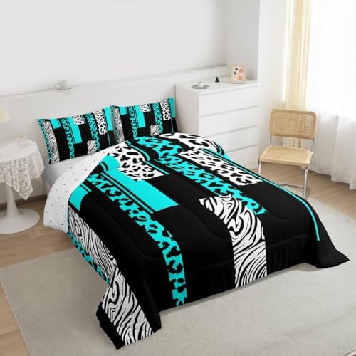 Feelyou Animal Print Leopard Zebra Comforter Set Queen Size Kids Boys