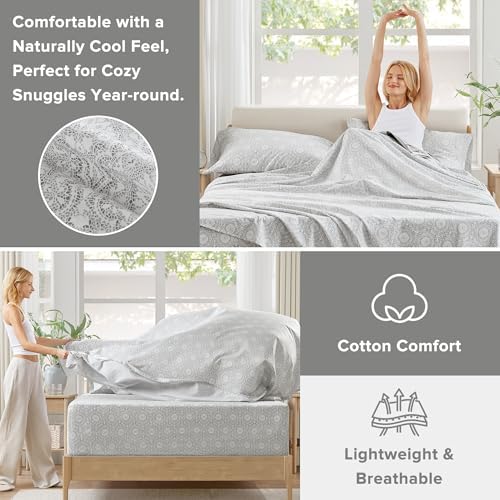 Comfort Spaces 100% Cotton Percale Sheets King Extra Deep Pocket 4 Piece