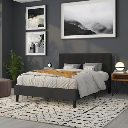 Flash Furniture Queen Tufted Fabric Headboard, Black