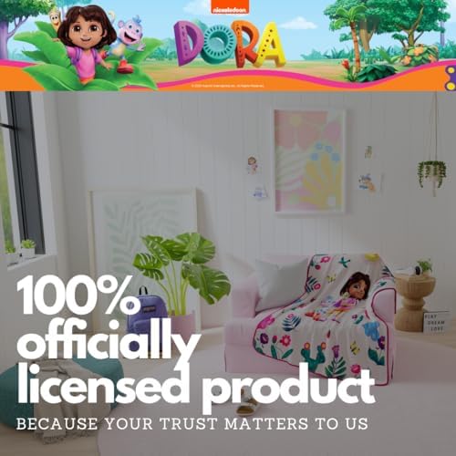 Dora The Explorer Kids Bedding Super Soft Plus Cozy Throw, 46 in x 60 in, (100% Officially Licensed) By Franco