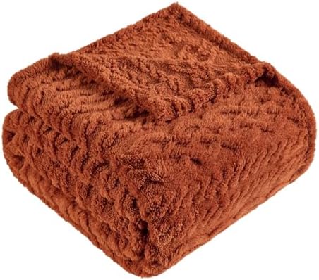Rust Throw Blanket - Soft & Fluffy Fleece, Cute & Aesthetic, Perfect for Sofa, Couch, Chair, Bed, Living Room & Bedroom, All-Season Use, Plush & Cozy Decorative Blanket 50x60