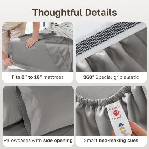 California Design Den Luxury 800 Thread Count Cotton Bed Sheets Queen Set