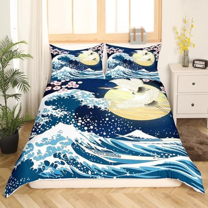 Feelyou Japanese Wave Duvet Cover Twin Size Boys Girls Teens