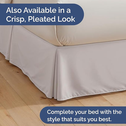 Bedskirt Queen Size Ruffle - 12 inch Drop Dust Ruffle Bed Skirt with Platform - Soft, Easy Fit, Premium Hotel Quality - Wrinkle, Fade & Shrink Resistant - for Women, Men, Kids and Teens - Light Grey