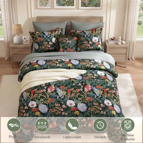 King Size Comforter Set-7 Pieces Green Floral Bed in a Bag King Bedding Set