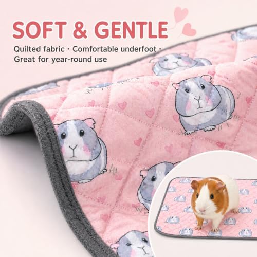 2 pcs Guinea Pig Cage Liners - Washable Guinea Pig Pee Pads, Waterproof Reusable & Anti Slip Guinea Pig Bedding Fast and Super Absorbent Pee Pad for Small Animals Rabbit Hamster Rat (2)