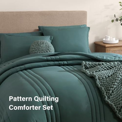 Twin XL Comforter Set-5 Pieces Blue Green Bed in a Bag Twin Bedding Sets