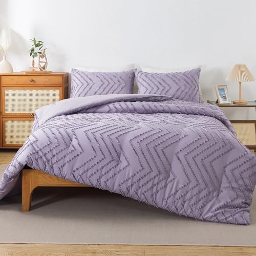 Andency Purple Comforter Set Queen Size, 3 Pieces Boho Bed Set