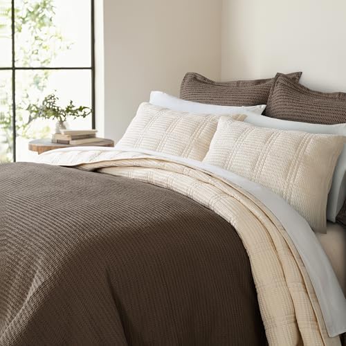 Levtex Home Cloud Waffle Twin XL/Twin Quilt Set (68x86in) with 1 Pillow Sham (26x20in) - Box Quilted Waffle Texture - Undyed Cream - Cotton Twin Size Quilt Bedding Set - Lightweight Soft Pre-Washed