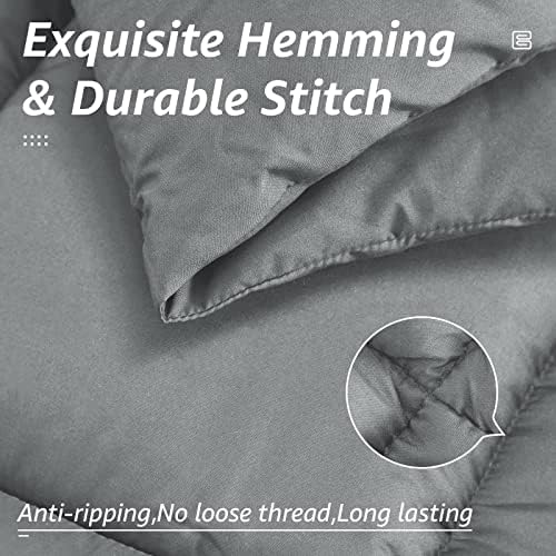 HYLEORY All Season King Size Bed Comforter - Cooling Down Alternative Quilted Duvet Insert with Corner Tabs - Winter Warm - Machine Washable - Light Grey