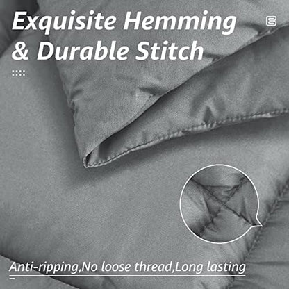 HYLEORY All Season Twin Size Bed Comforter - Cooling Down Alternative Quilted Duvet Insert with Corner Tabs - Winter Warm - Machine Washable - Light Grey