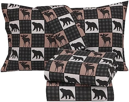 RUVANTI Flannel Sheets Set Twin XL, Wilderness Plaid