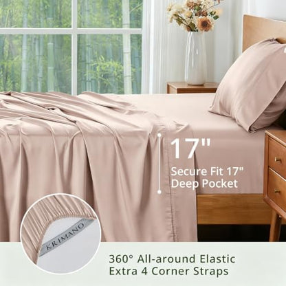 Bamboo Viscose Sheet Set Twin Size, Cooling Sheets Bed Set 3pcs