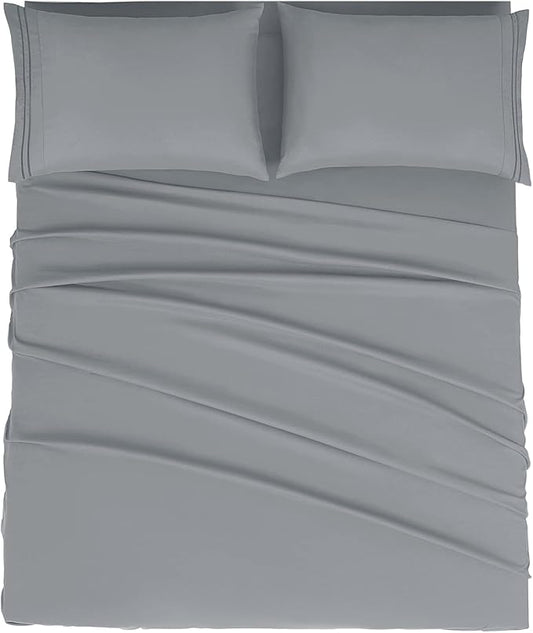 Mejoroom Full Size Sheets - 1800TC Luxury Full Sheets with 16 Inch Deep Pocket - Premium Bedding Collection - Soft, Breathable, Wrinkle, Fade & Stain Resistant - 4 Piece (Full, Gray)